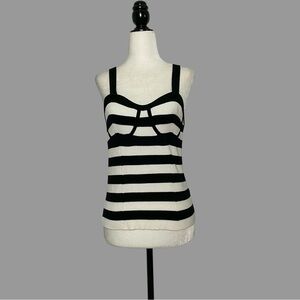 ❤️ L ❤️ NWT Anthro Sweetheart Tank Knit Black and White Stripes Bustier